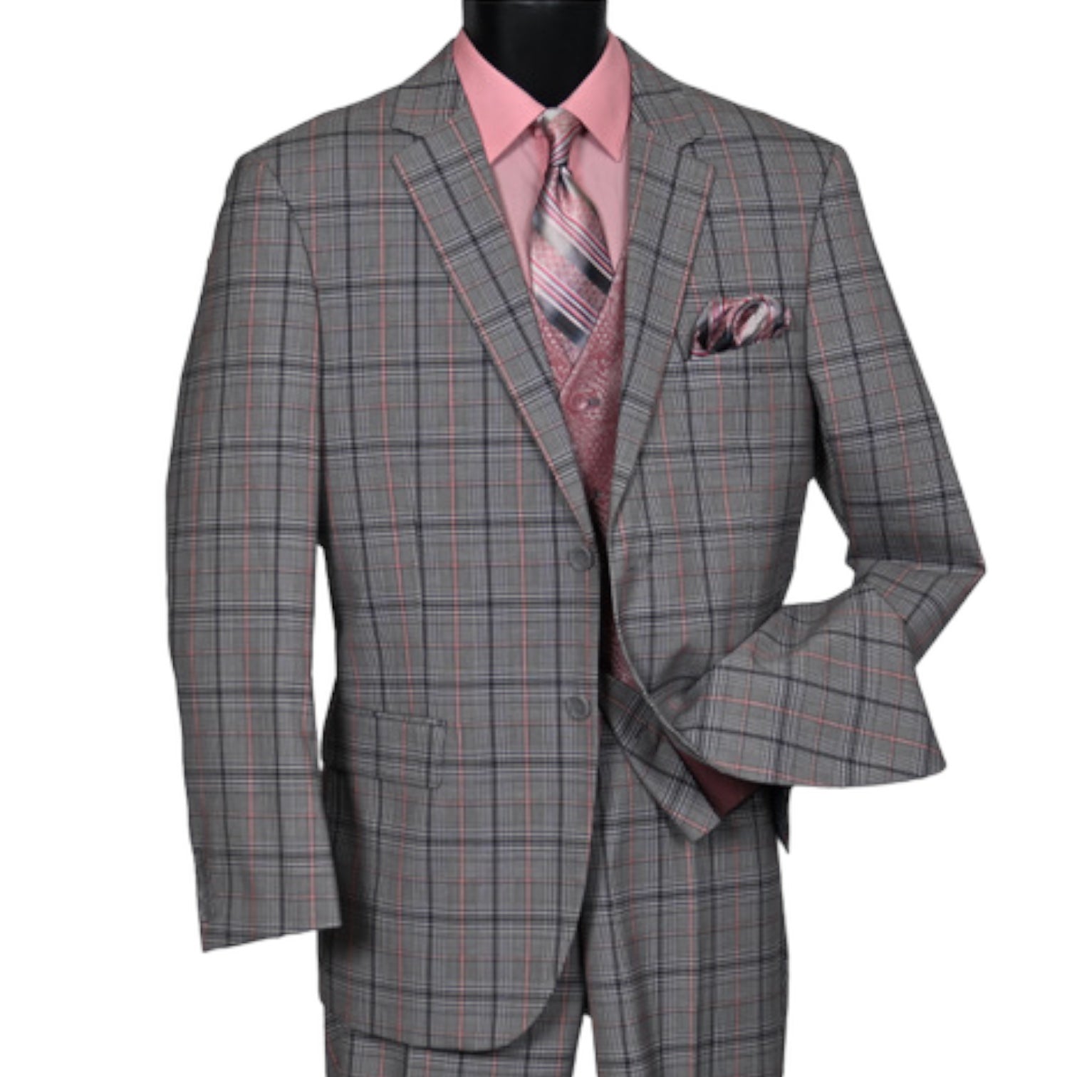 MAZARI: Plaid 3pc Modern Fit Suit 2286